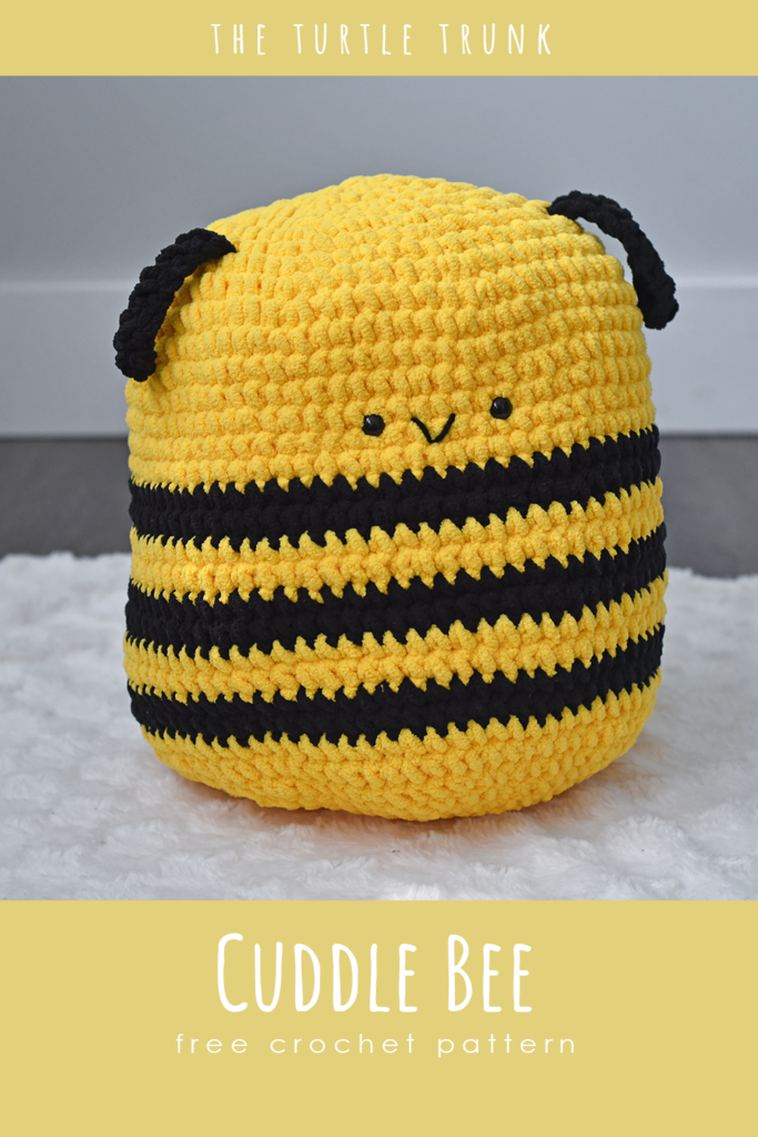 Pinterest pin for the cuddle bee crochet pattern by The Turtle Trunk