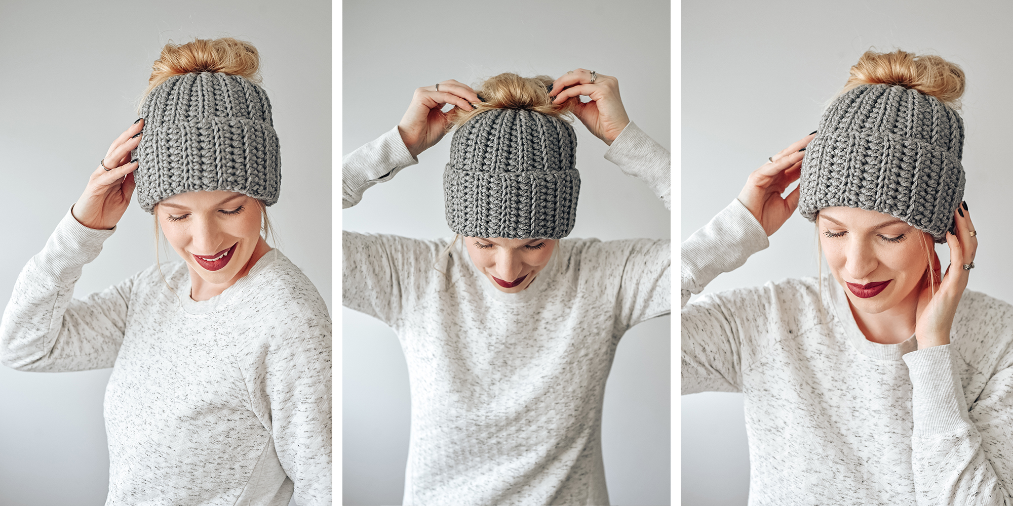 ダッフィー - Bun Bun Easy Breezy Chunky Bun Beanie - Free Crochet Pattern- The