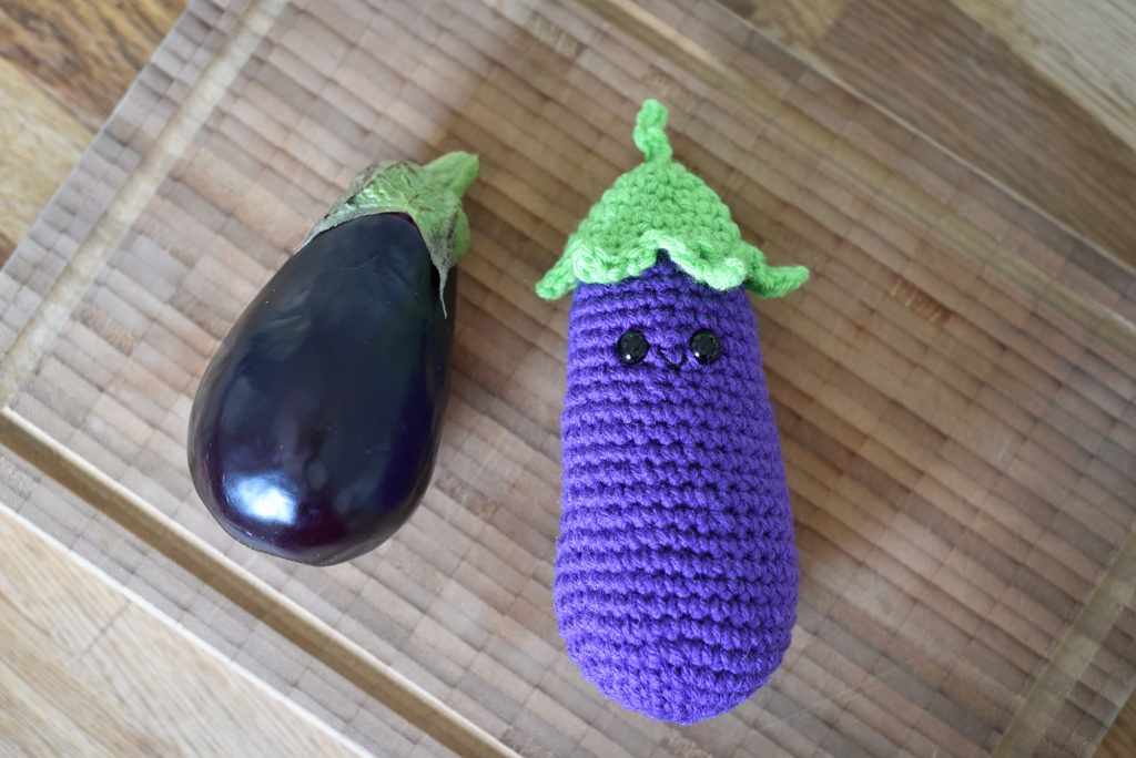 Eggplant crochet pattern by The Turtle Trunk