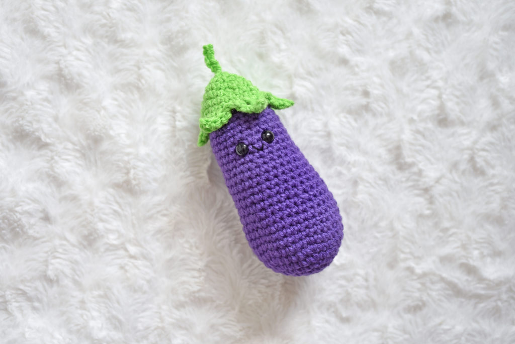 Eggplant crochet pattern by The Turtle Trunk