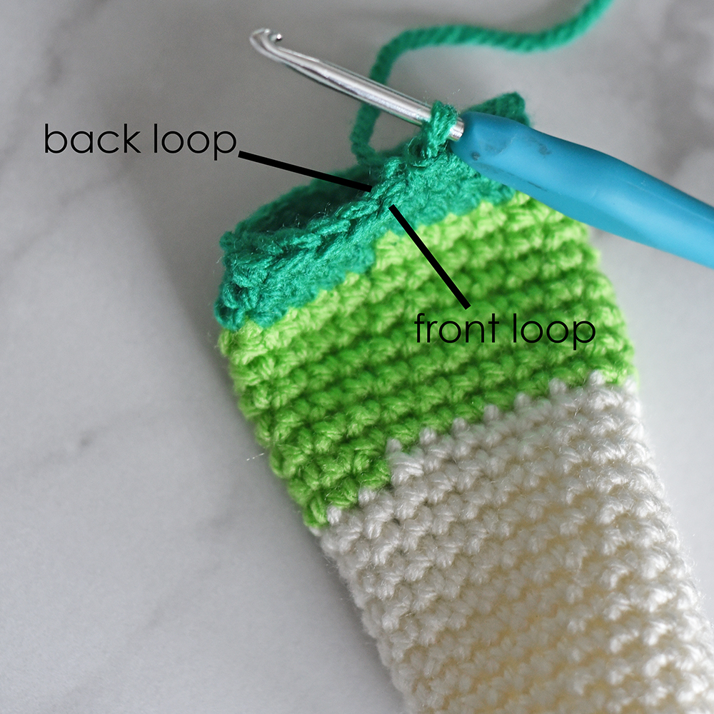 Instructions for the Leek crochet pattern by The Turtle Trunk