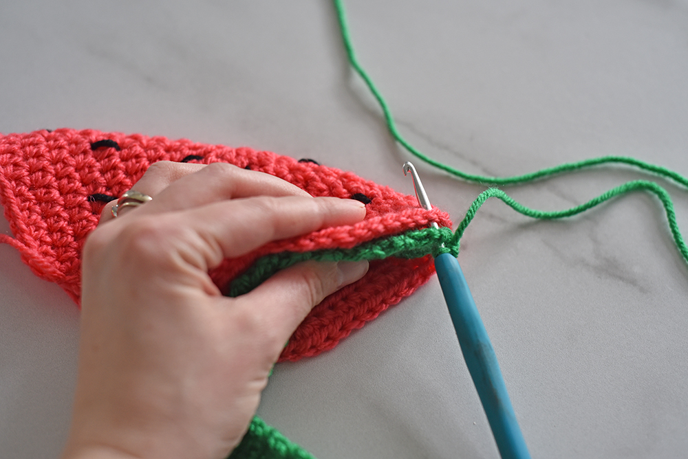 Instructions for the Watermelon crochet pattern by The Turtle Trunk