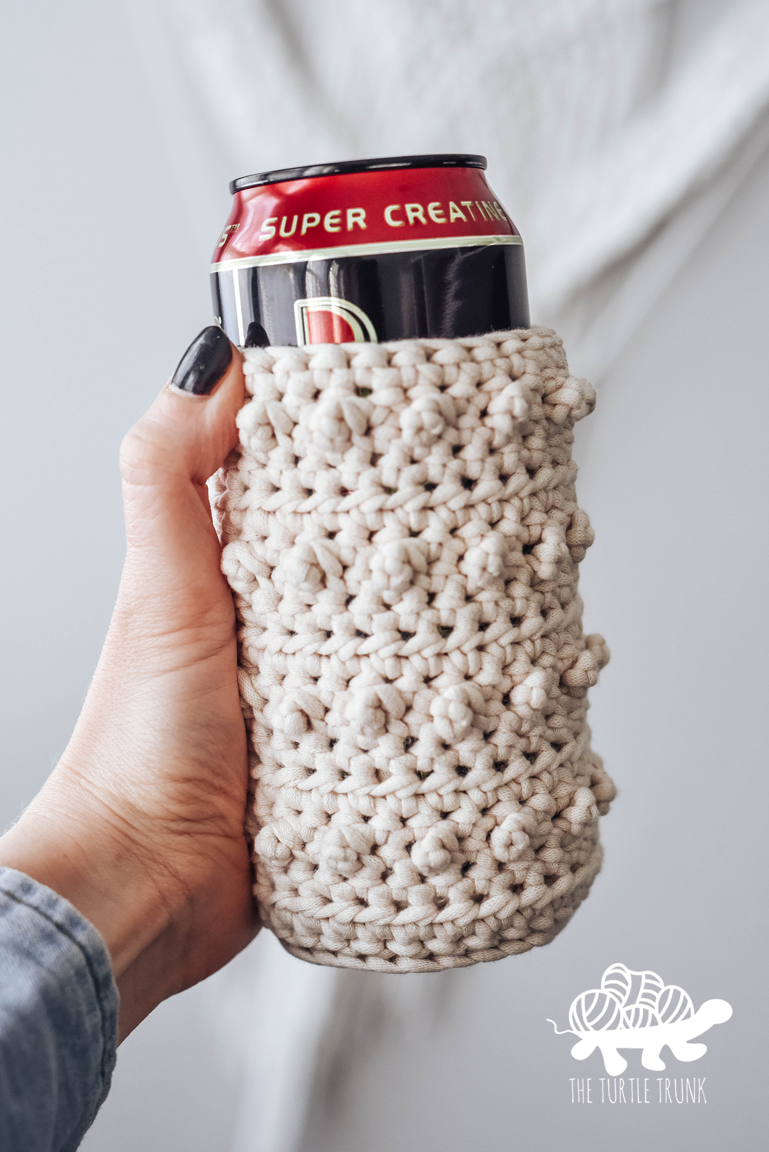 Picot Beverage Holder crochet pattern by The Turtle Trunk