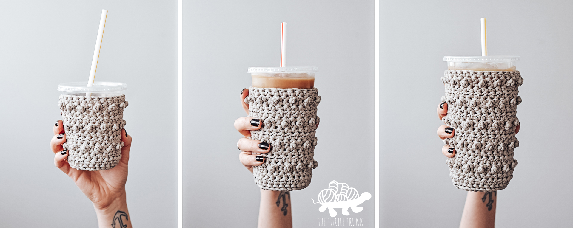 Picot Beverage Holder crochet pattern by The Turtle Trunk