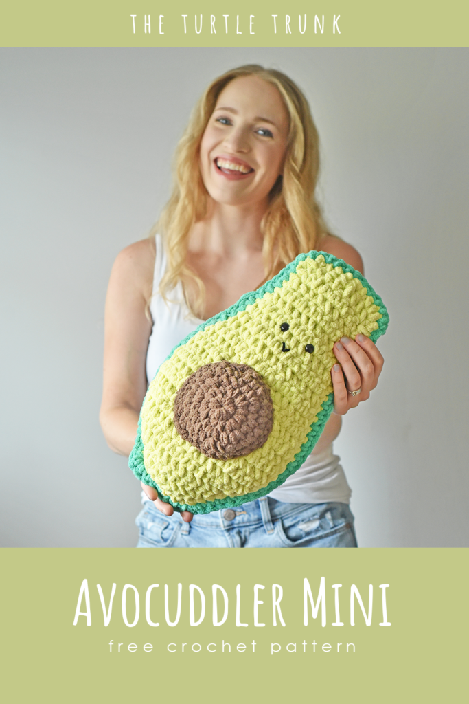 Pinterest pin for the avocuddler mini crochet pattern by The Turtle Trunk