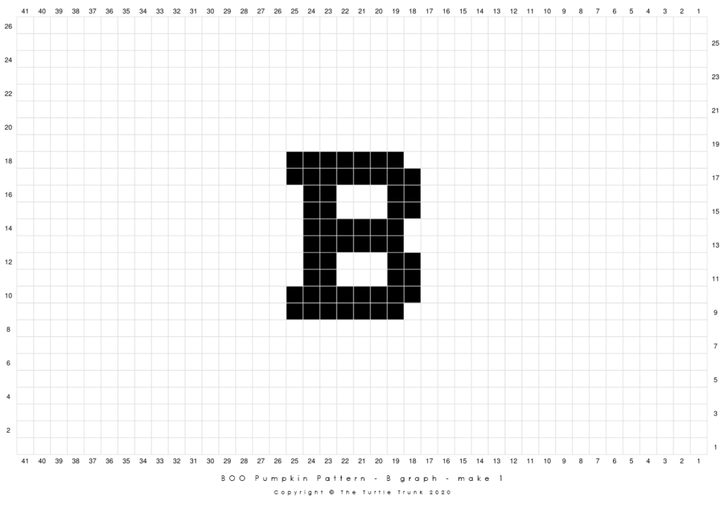 Crochet Chart for the Letter B for the BOO Pumpkins pattern by The Turtle Trunk