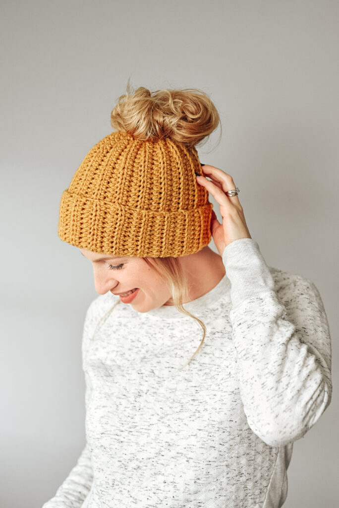 Easy Breezy Ribbed Beanie - Beginner Crochet Hat - The Turtle Trunk