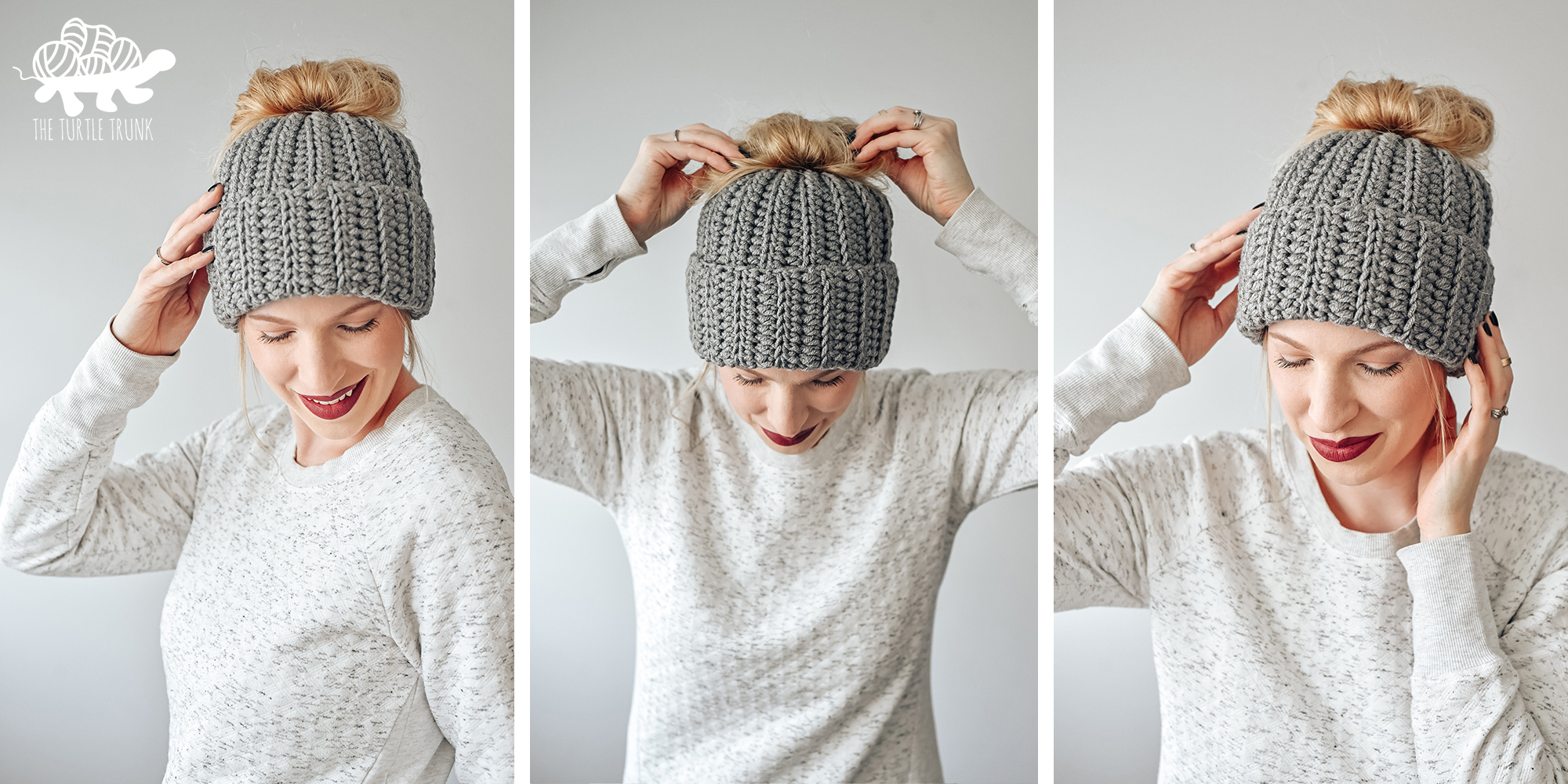 Easy Breezy Chunky Bun Beanie - Free Crochet Pattern- The Turtle Trunk