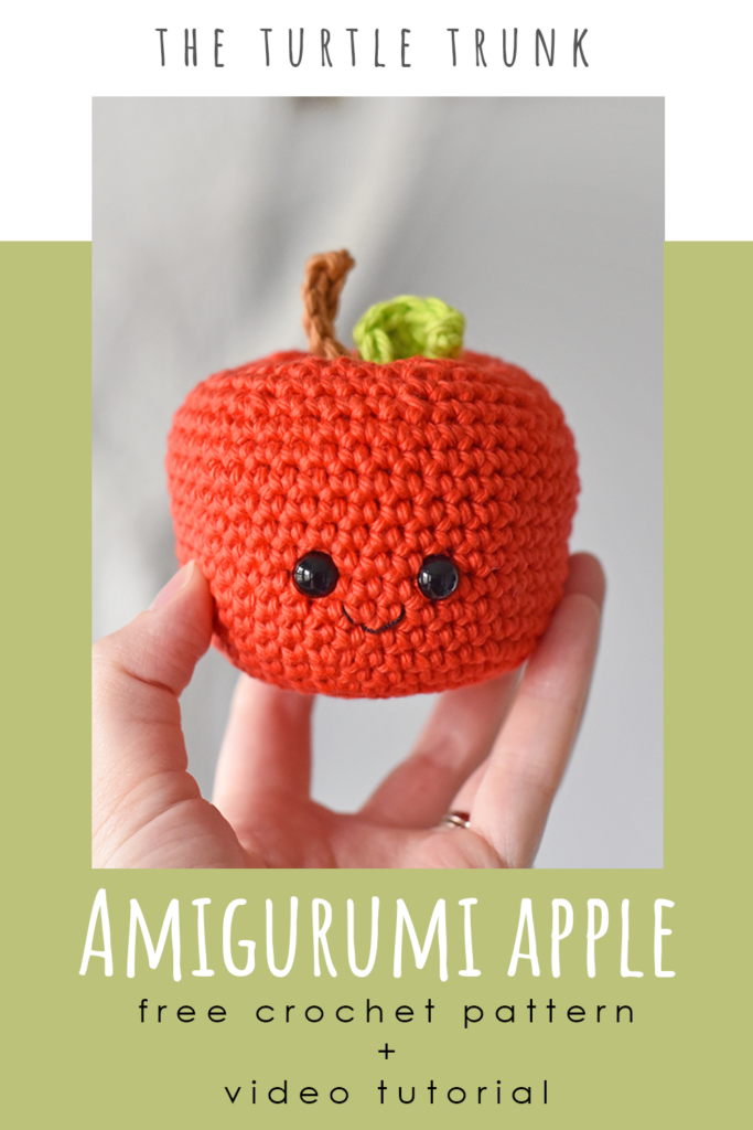 Pinterest Pin for the Amigurumi Apple crochet pattern By The Turtle Trunk