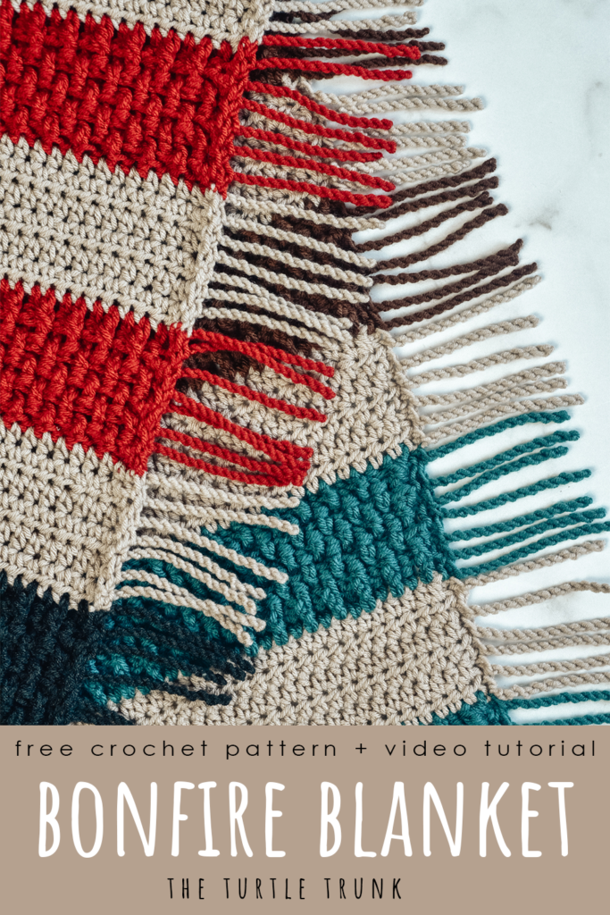 Pinterest Pin for the Bonfire Blanket crochet pattern by The Turtle Trunk