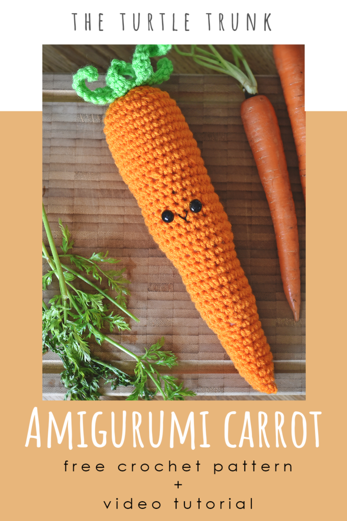 Pinterest PIN for the Carrot crochet pattern by The Turtle Trunk