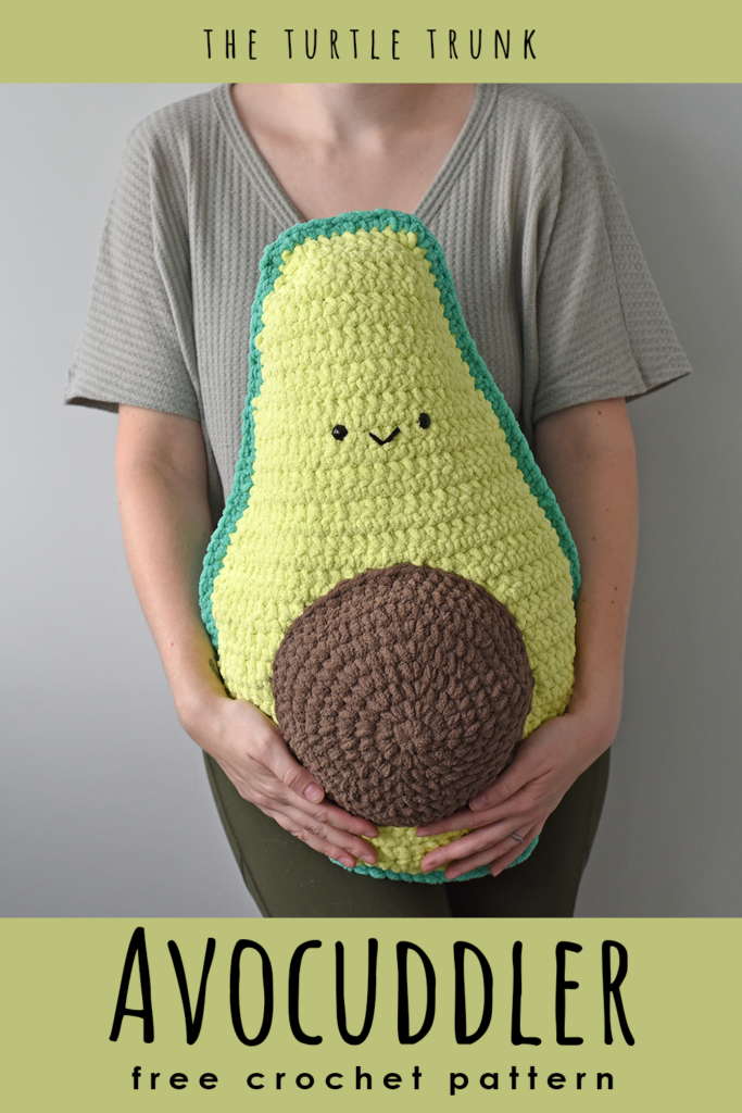 Pinterest pin for the avocuddler crochet pattern by The Turtle Trunk