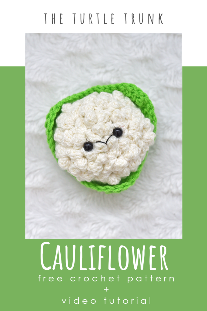 Pinterest pin for the cauliflower crochet pattern by The Turtle Trunk