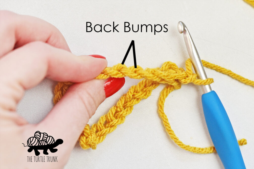 How to work in the back bumps of the chain in crochet