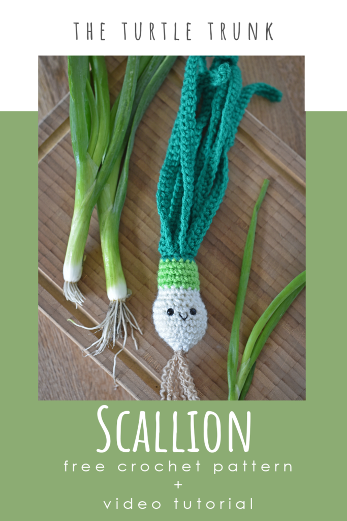 Pinterest pin for the Scallion crochet pattern by The Turtle Trunk