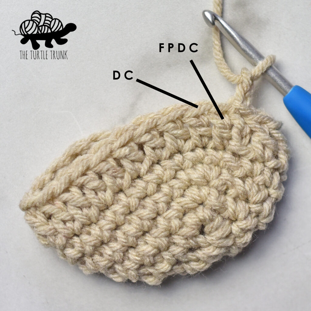 How to *FPDC, DC* for the Country Cottage Mittens crochet pattern by The Turtle Trunk