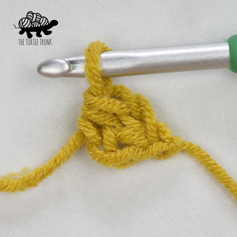 Photo shows how to crochet a foundation half double crochet.