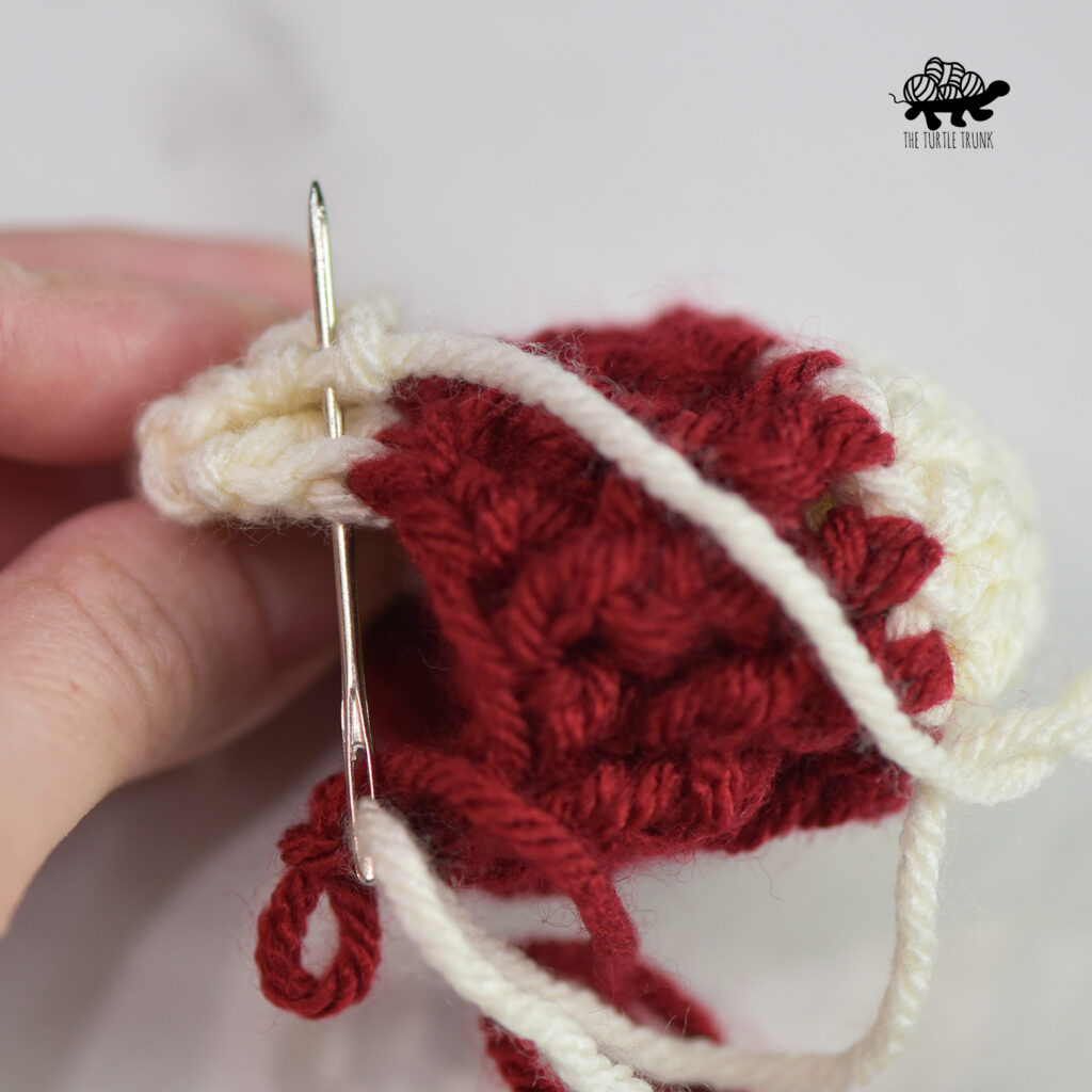 How to crochet the heel on the Mini Country Cottage Stocking crochet pattern.