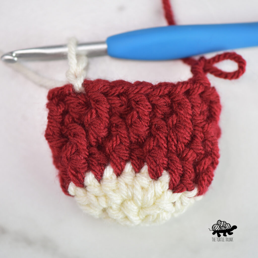 How to crochet the heel on the Mini Country Cottage Stocking crochet pattern.