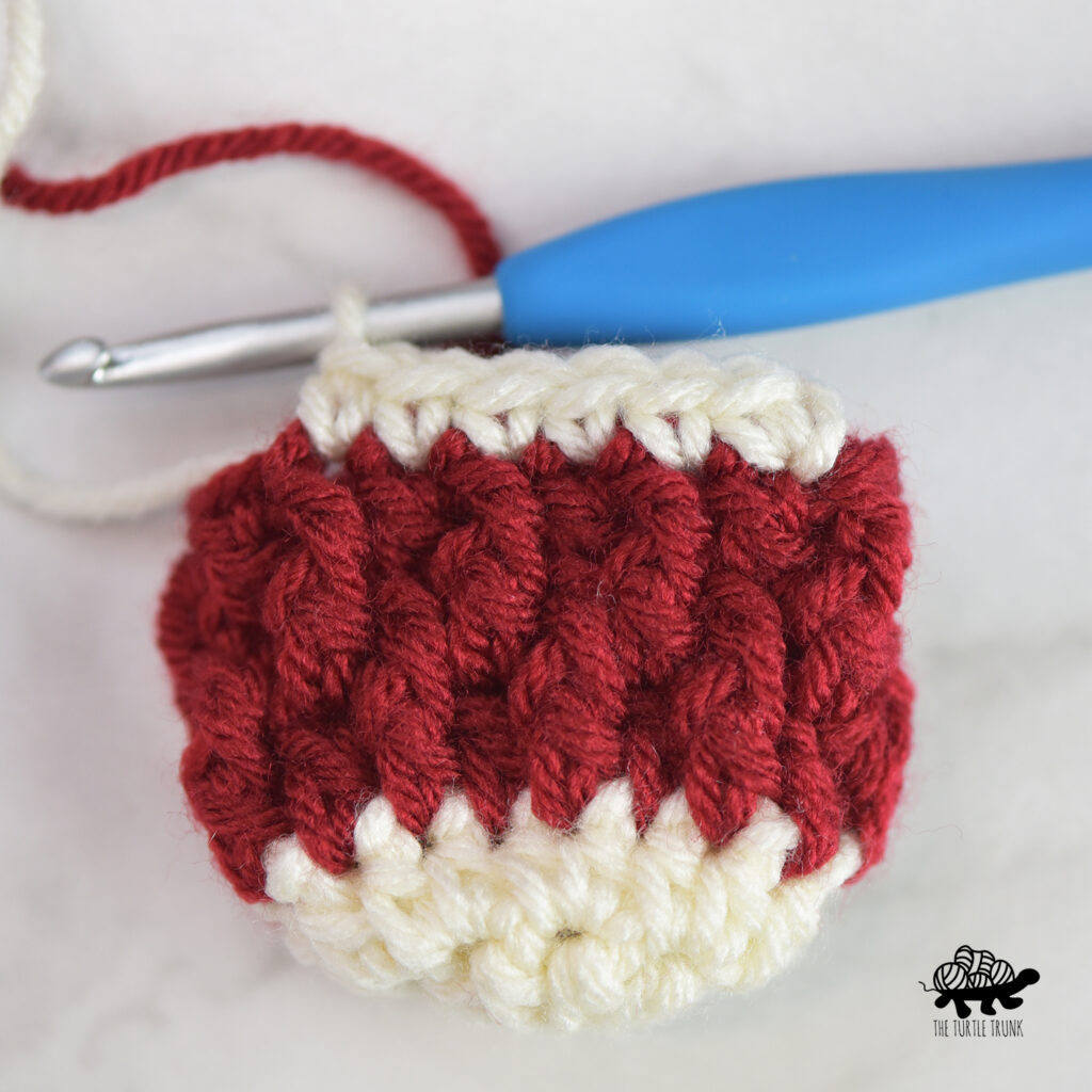 How to crochet the heel on the Mini Country Cottage Stocking crochet pattern.