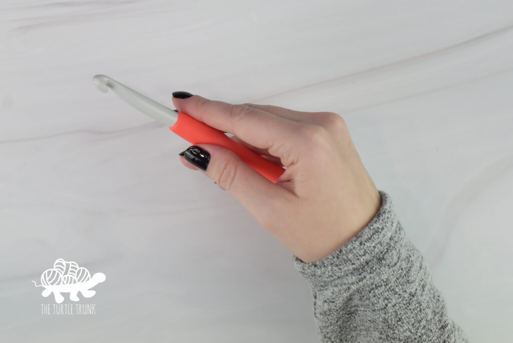 How to hold your crochet hook with the knife hold.