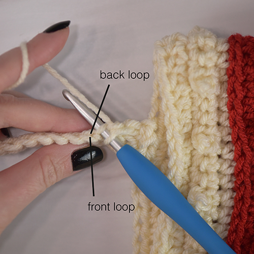 single crochet in the back loop only.