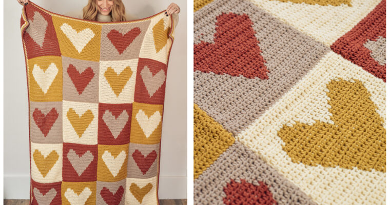 Checkered Heart Blanket Crochet Pattern