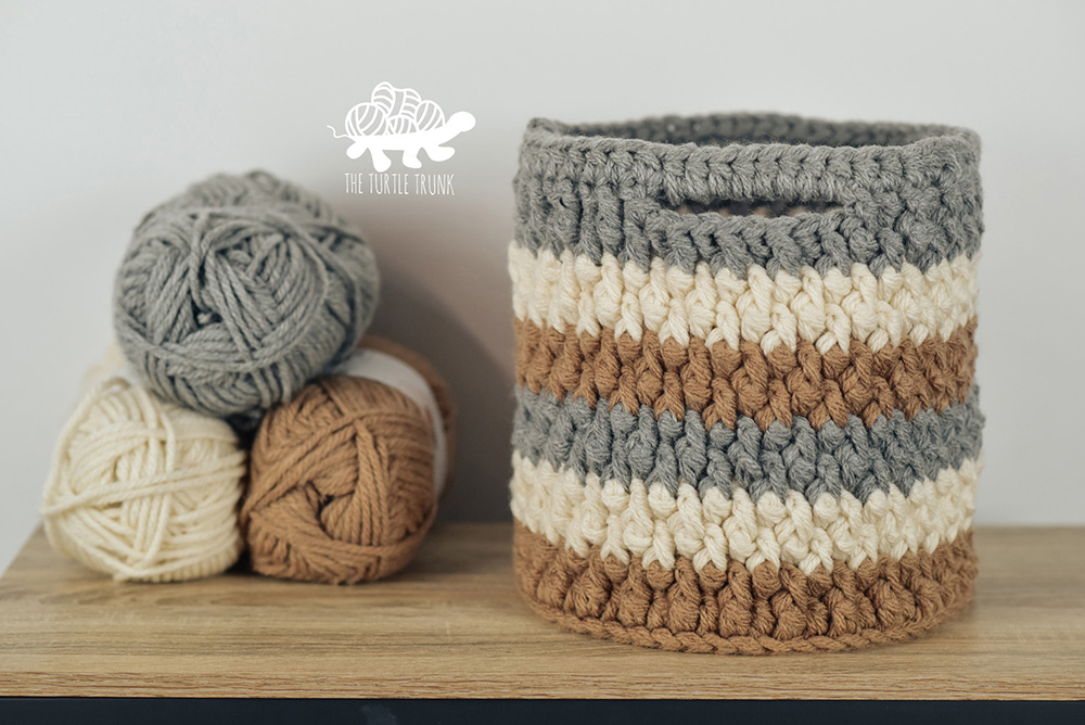A crochet basket.