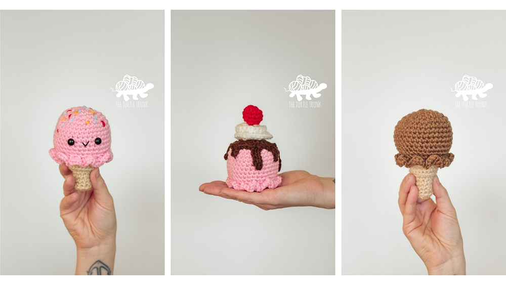 3 crochet ice cream.