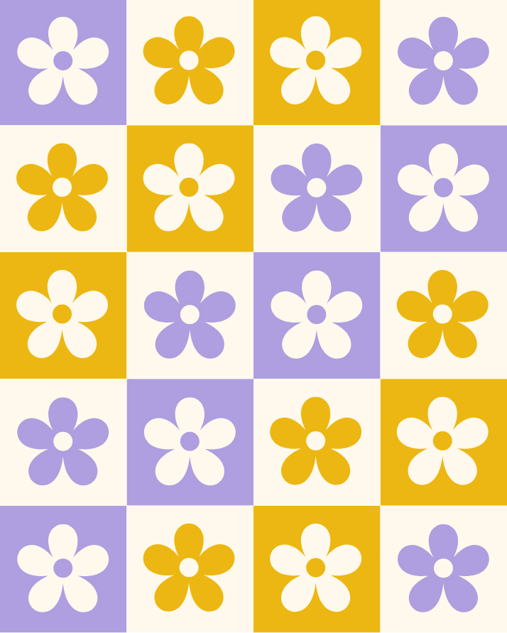 Layout for the Checkered Flower Blanket crochet pattern from The Turtle Trunk.